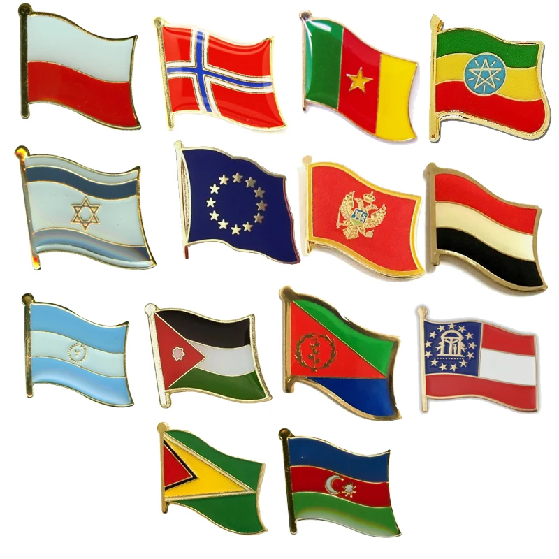 Poland European Union Israel Norway Cameroon Montenegro Yemen Custom Metal Badges Souvenir Soft Hard Enamel Lapel Pins