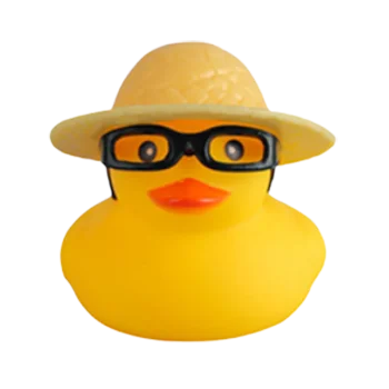 Customized cute Rubber black glasses Duck Bath Toy plastic mini action figures vinyl anime figure toys craft toys