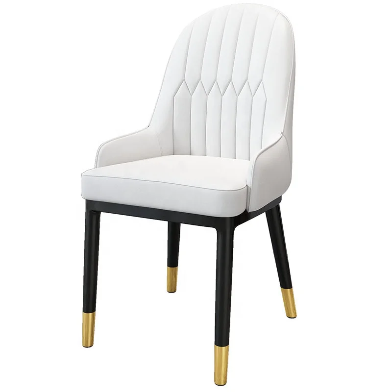 buy living room furniture modern chair cafe chair white leather elegant modern lounge chair in metal and leather from China