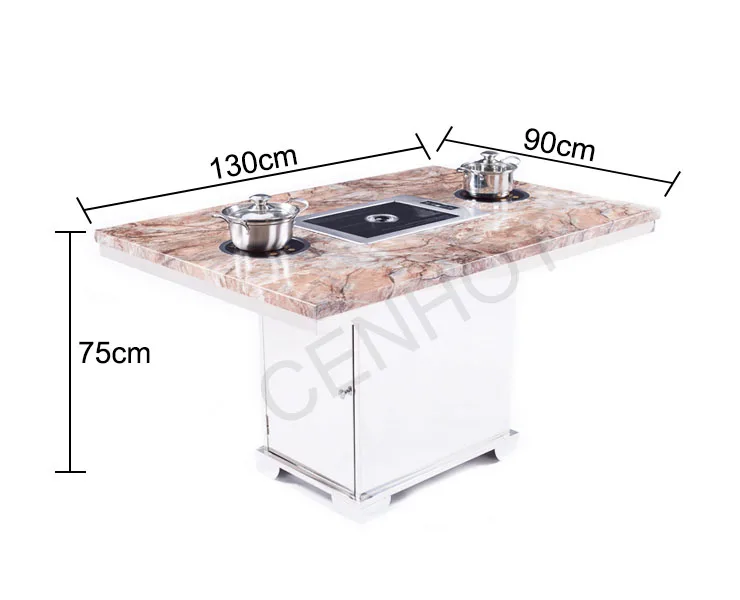 CENHOT Marble and Stainless Steel Customizable Hot Pot Table Packages for Restaurant Startups