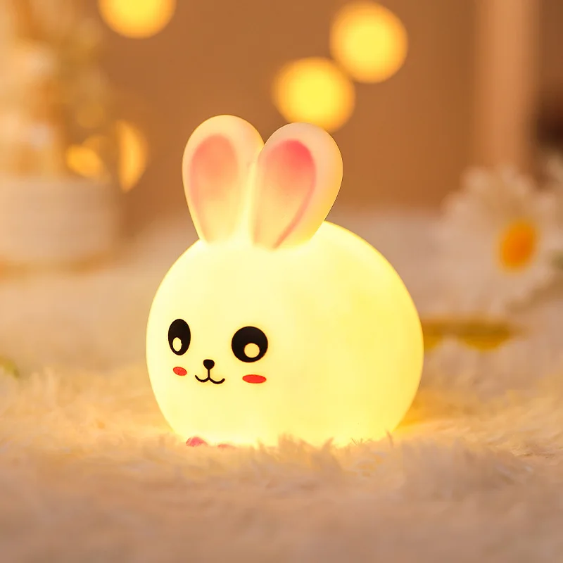 cheap mini lovely led abs night light for kids bunny lamp light up animal night light