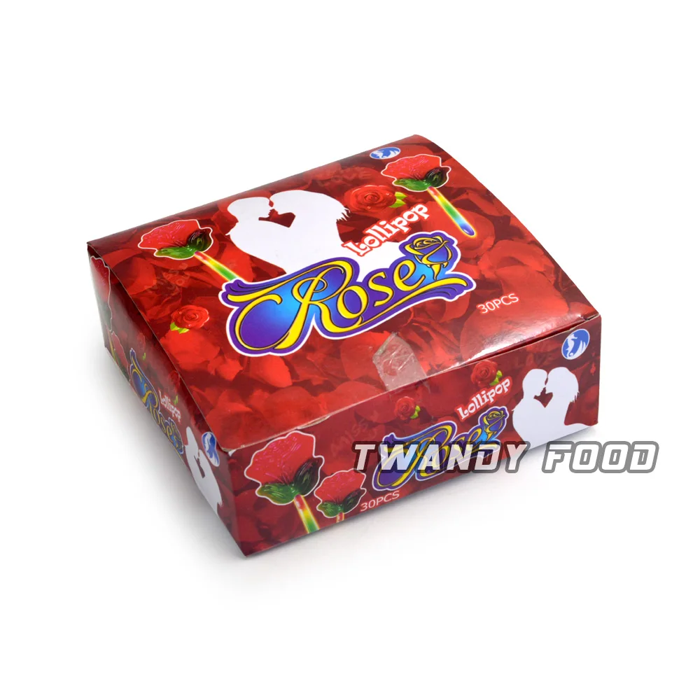 halal red rose plastic shape glow light jelly lollipop candy