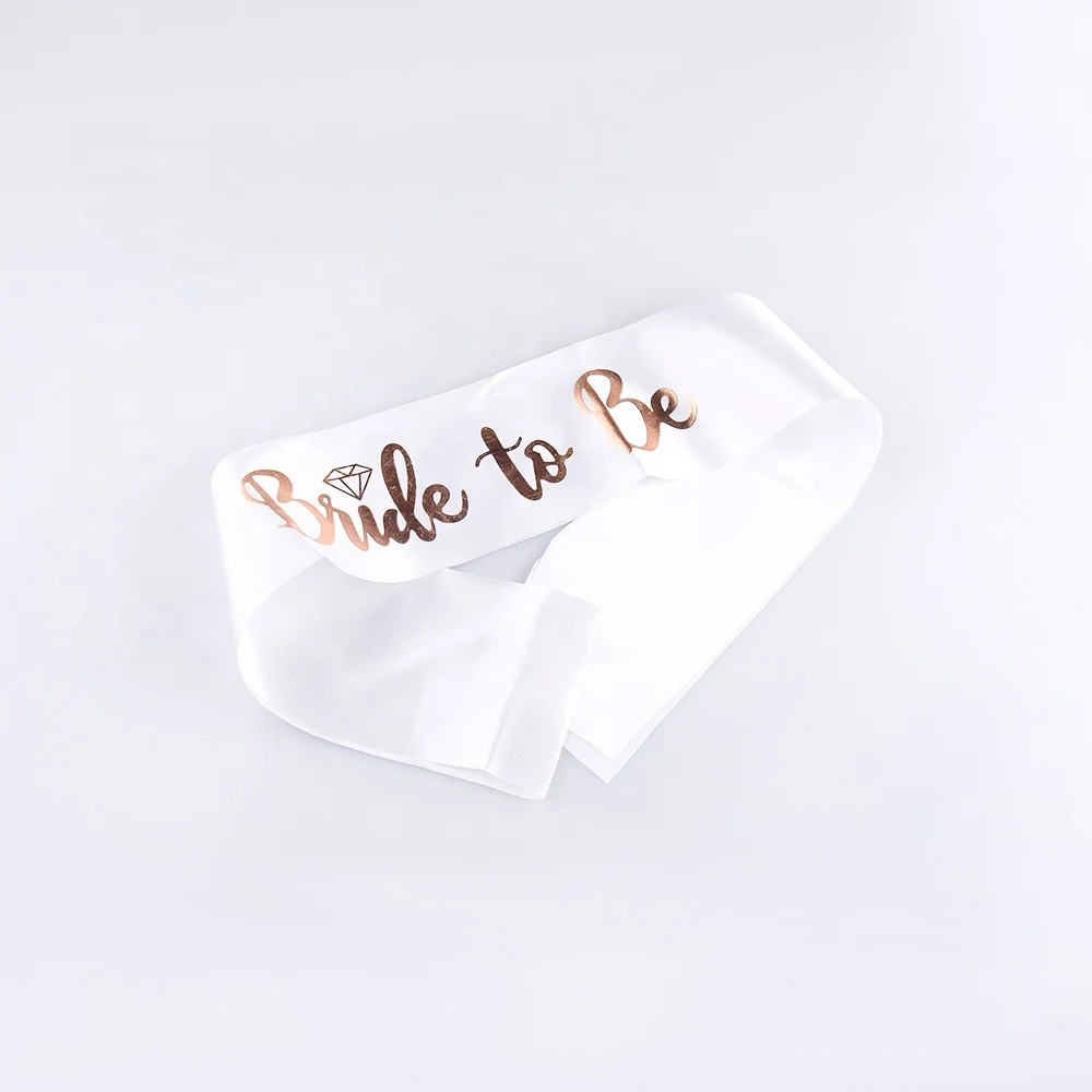 Bachelorette Party Rose Gold On White Satin Sash Hen Party Favors Accessories