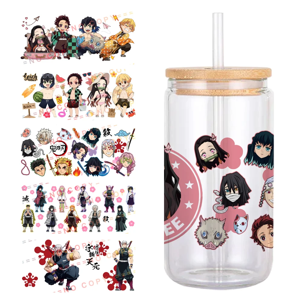 Cartoon character Japanese UV Waterproof DTF Sticker 16oz Cup Wraps  For DIY Glass Ceramic Metal Cup wrap Sticker