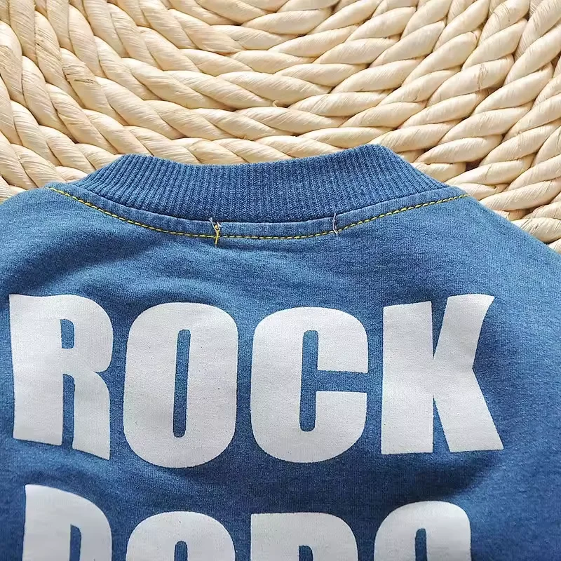 2024 Hot Selling Long Sleeves Jeans 2pcs Private Label Boutique Kids Boy Clothe Sets Wholesale