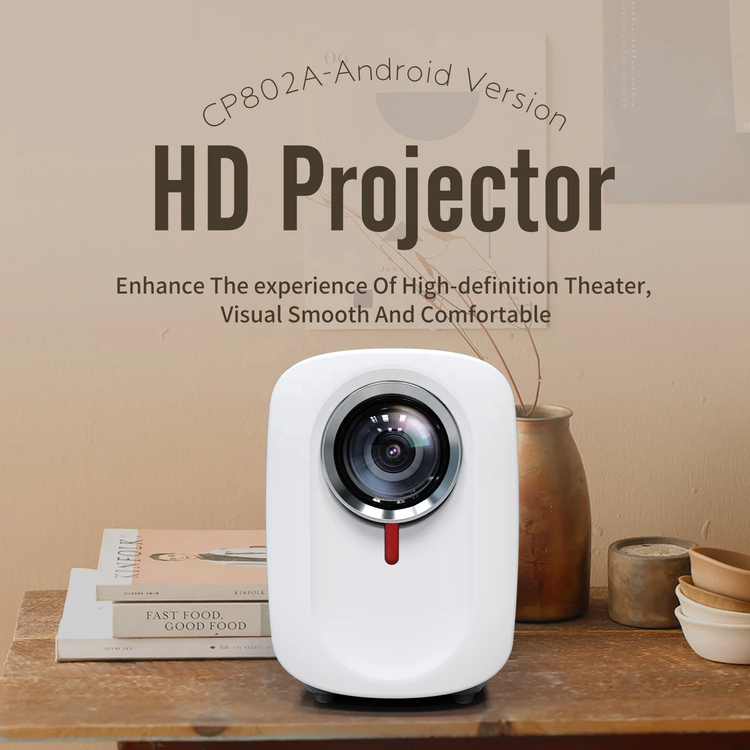 LED 1080P Portable Android 9.0 Video Projector for home or office