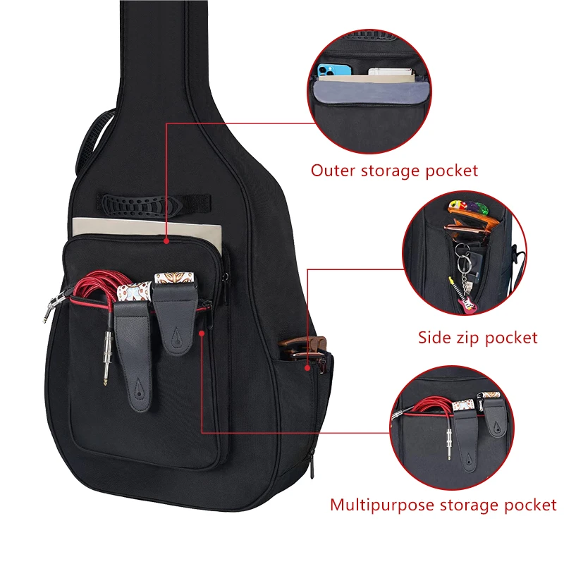 Custom Music Instruments Case Travel Music Guitar Gig Bag Waterproof Soft Guitar Bag With Pocket