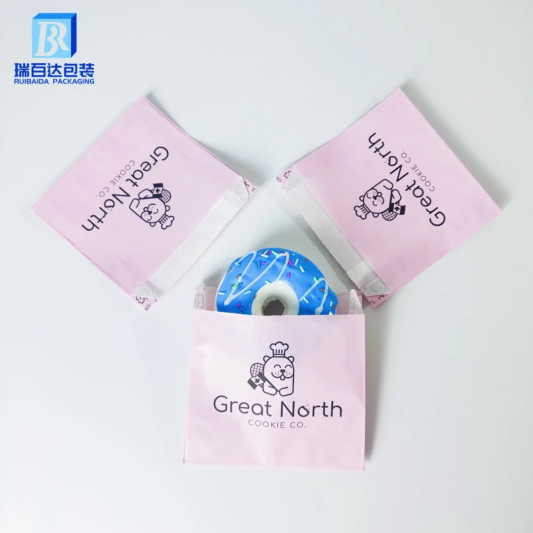 Custom Logo White Food Grade Grease Sandwich Resistant Coated Wax Lined White Paper Bags