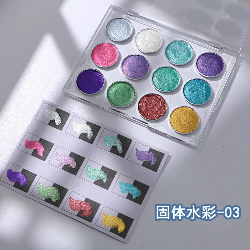 NEW high quality 12 IN 1 watercolor solid powder chrome nail Pigment Highlight grading Powder for nail art