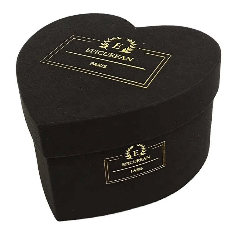 Custom black velvet heart box luxury flower box with inside foam packaging box