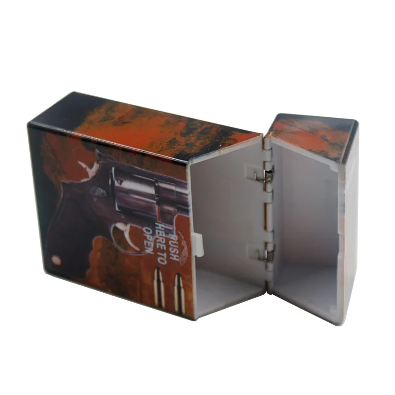 
High quality Metal cigarette case protective shell 20pcs capacity gun shaped printed cigarettes box cases 