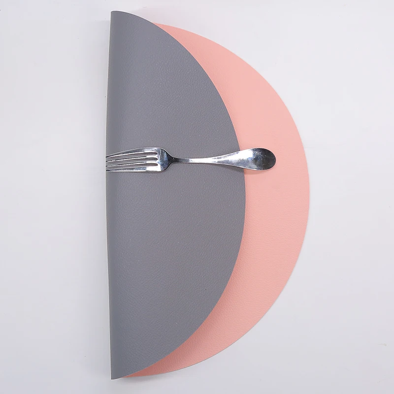 Tabletex hot sale environmentally doubt sides leather anti-slip PU round western placemat
