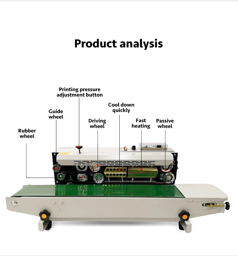 FR900 Plastic Paper Food Coffee Tea Bag Pouch Film Sealer Automatic Aluminum Foil Heat Continuous Band Sealing Machine