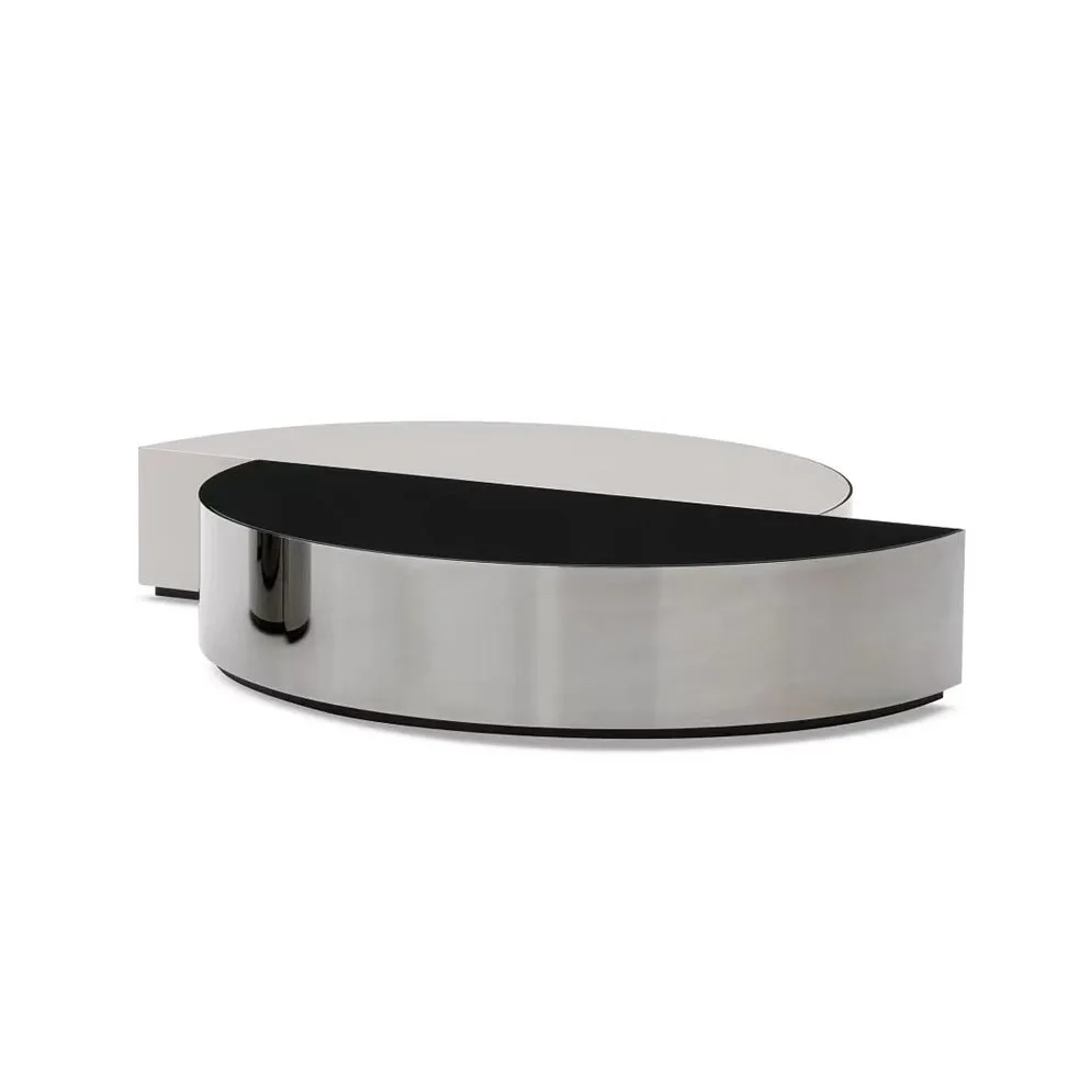 2022 News Design Coffee Table Set Tempered Glass Top White And Black Color Silver Tea Center Tables Modern Living Room Furniture