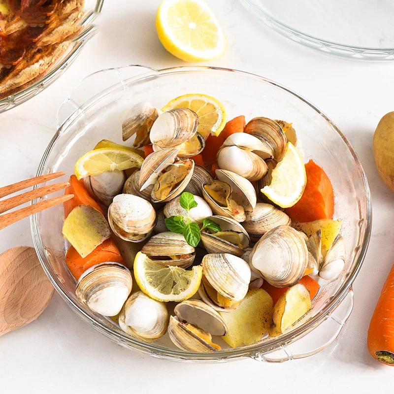 Wholesale Housewares High Borosilicate Glass Baking Dish Oven Safe Heat Resistant Round Baking Dish