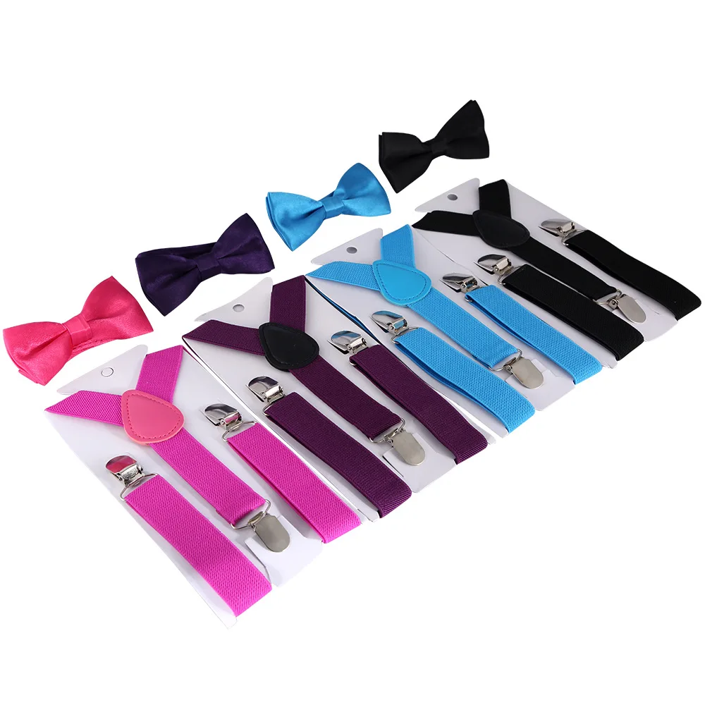 Hot Sale Elastic Leather Suspenders Kids 3 Clips Vintage Children Suspender Trousers Wedding Suspension For Skirts 32 Colors