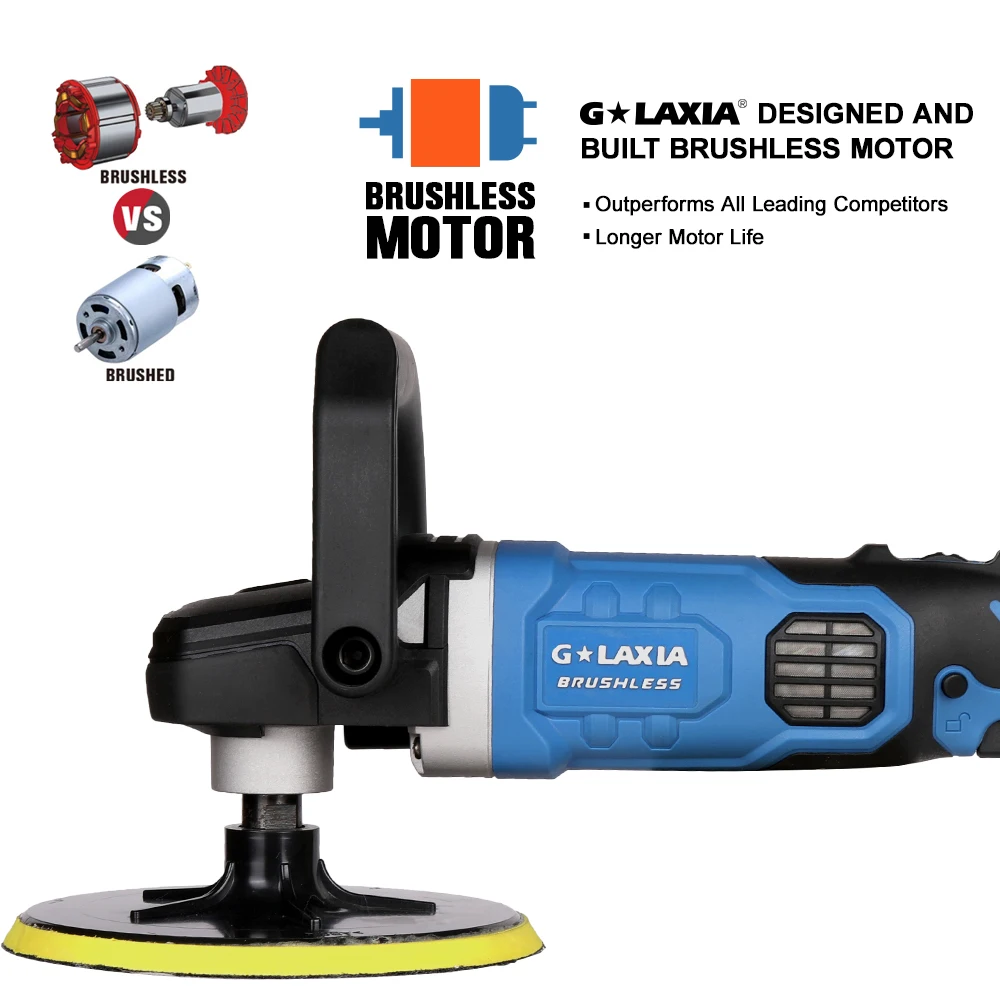 Galaxia Brushless Car Polisher 180mm Pad Size with 20V Voltage Polishing Machine Battery Powered