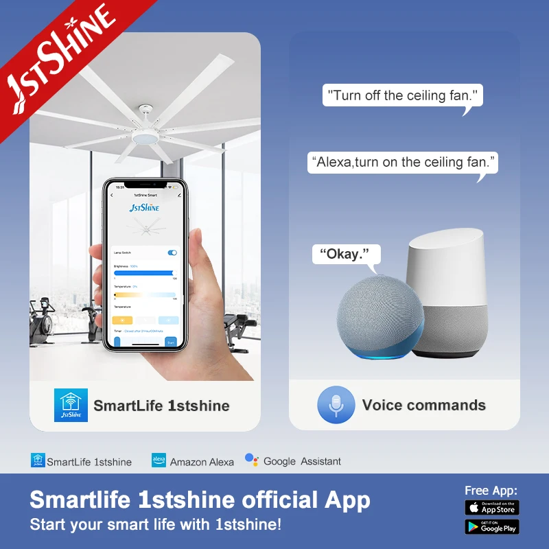 1stshine ceiling fan 84 inch metal blades smart decorative large ceiling fan with light