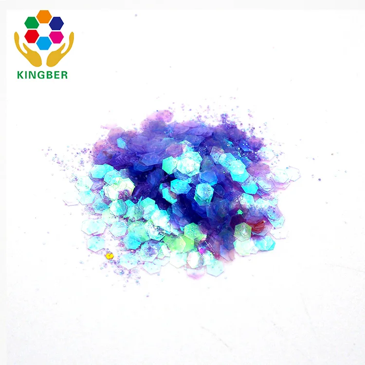 Excellent quality best sell fluorescent polyester chunky holographic glitter powder from Kingber