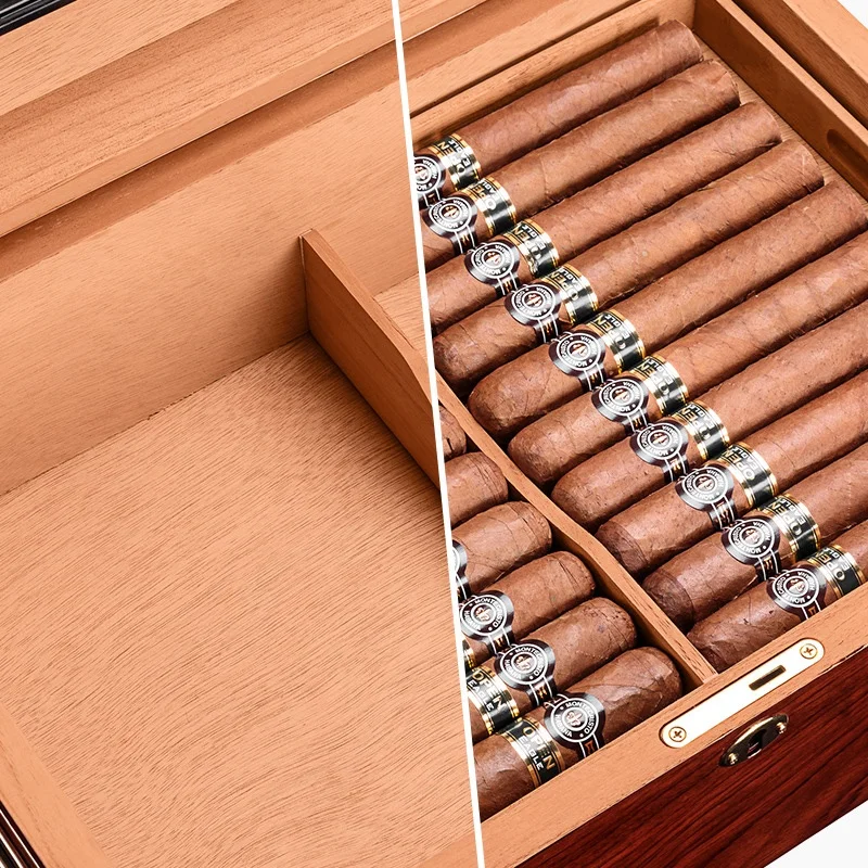 Hot-selling moisturizing case cedar wood cigar humidor box cabinet with hygrometer humidifier decorative box