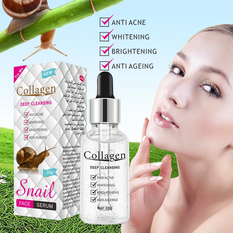 Organic Anti Aging Anti Acne Face Skin Care Serum Collagen Snail Repair Whitening Snail Serum For Face