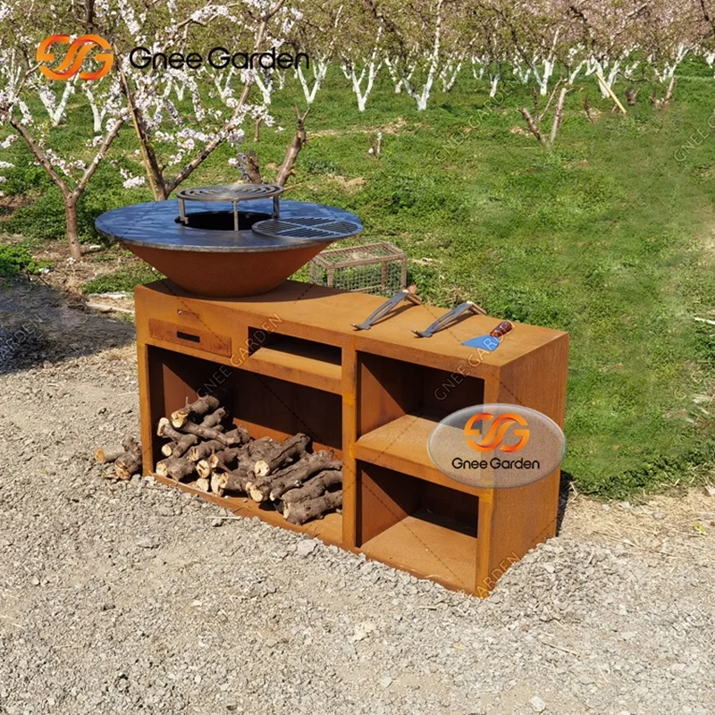 outdoor corten steel bbq grill bbq corten steel barbecue corten steel fire pit bbq
