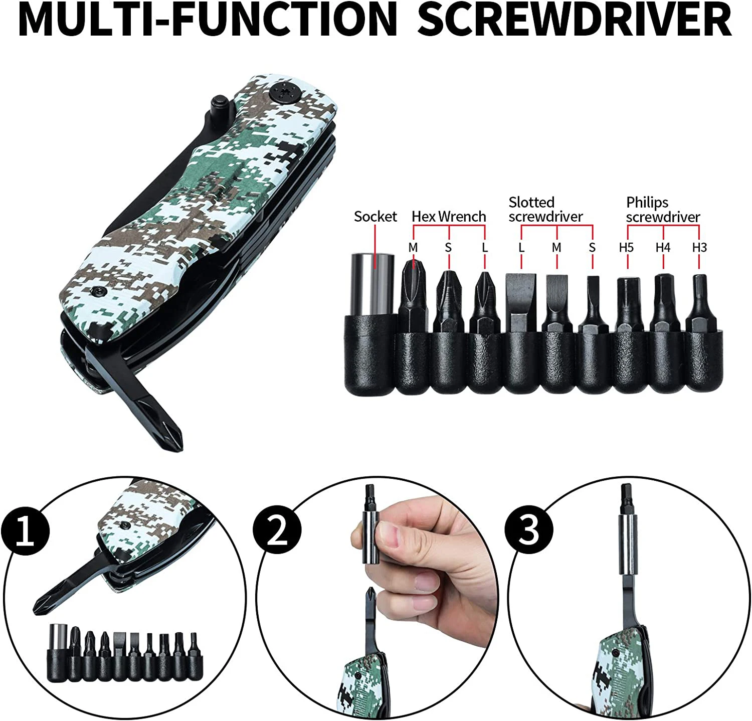 Multitool Pocket Knife Men, Gifts for Dad Husband Boyfriend on Fathers Day, Survival Multi Tool, Multipurpose Tactical Utility P