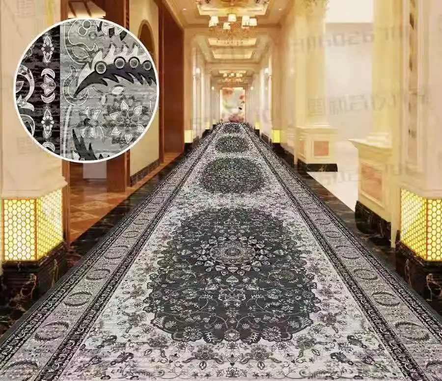Hotel Walkway Full Pavement Carpet Printed Nylon Carpet Waterproof Corridor Carpet Customization