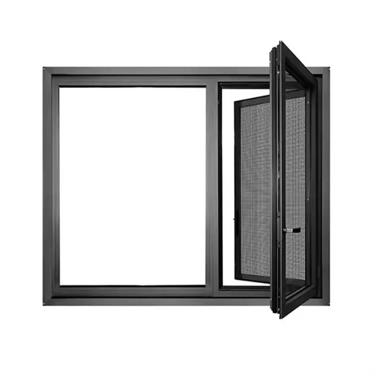 HANSE manufacturer house apartment double glazed aluminum frame swing double tempered glass windows mosquito net window