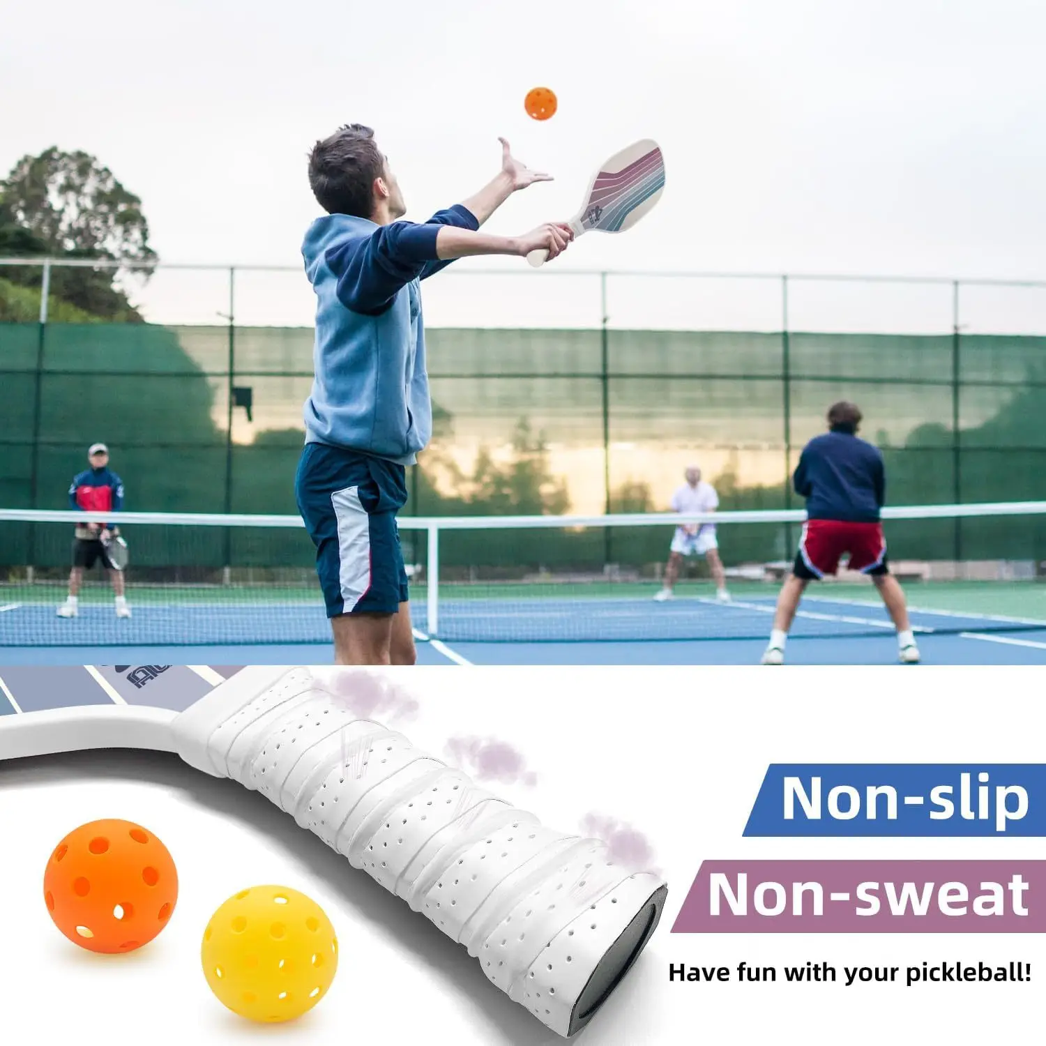 Outdoor Sports Wooden Pickleball Paddle Racket Set Training Entertainment Customizable Adults Children 16mm Thickness PP PE