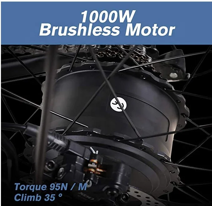  1000W 48V мощность Байк способный преодолевать Броды для снега с крупными покрышками езды по 26 дюймов высокая скорость горных велосипедов