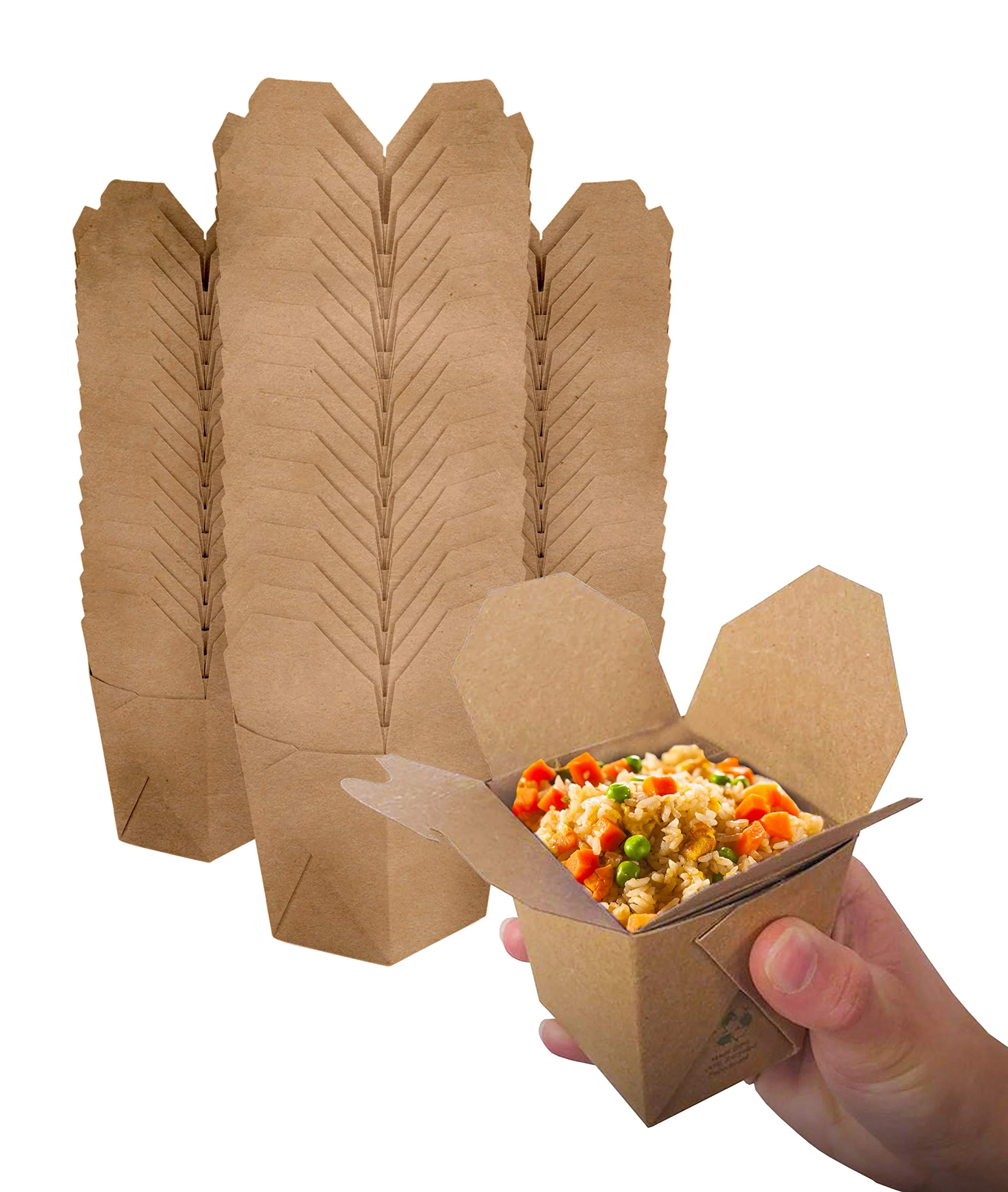 Food Containers Microwaveable Kraft Brown Paper Take Out Box  Leak and Grease Resistant Stackable To Go Boxes