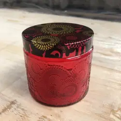 European Style Embossed Candle Jar Glass Empty Candle Vessels With Lid