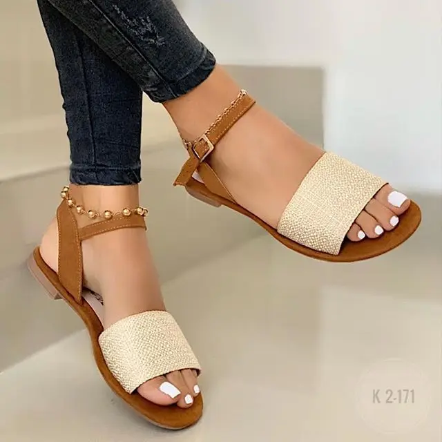 4 colors Size 35-43 Women flat sandals  210623-01