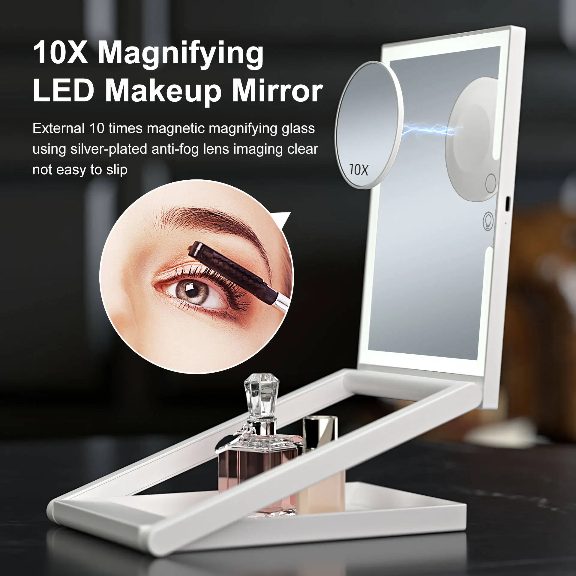 Home Desktop Foldable LED Makeup Mirror with Multi angle Adjustment for Dressing Mirror makeup mirror elliptical
