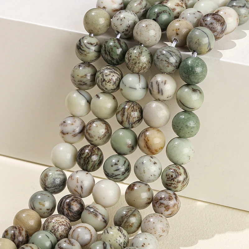 CHENYISHI Bulk Wholesale Pine Leaf Jasper Crystal Stone Beads