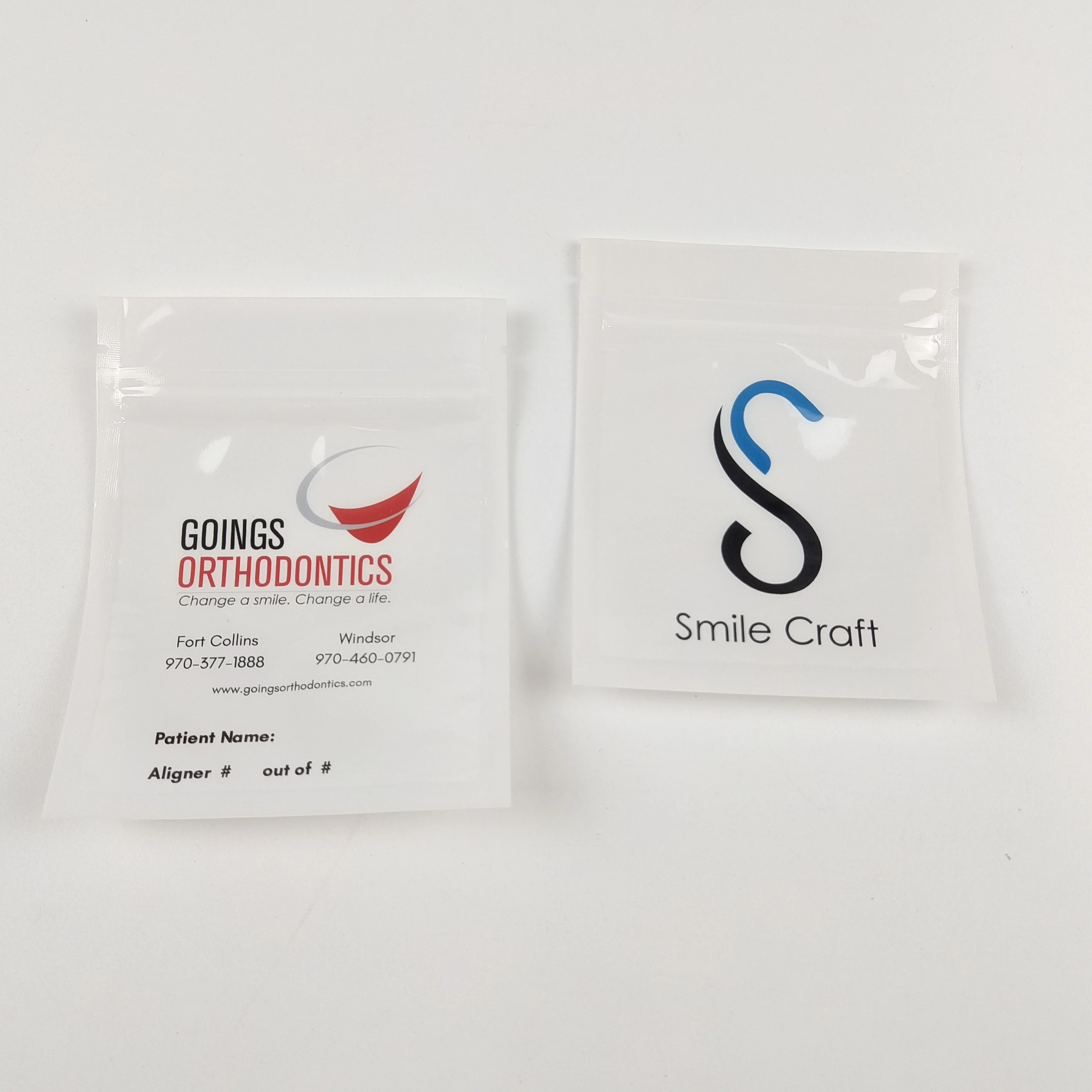 Custom Printing Aligners Bag Clear Dental Packing Zip Lock Heat Sealing Bag Shiny Teeth Whitening Clean Mylar Bags For Aligners