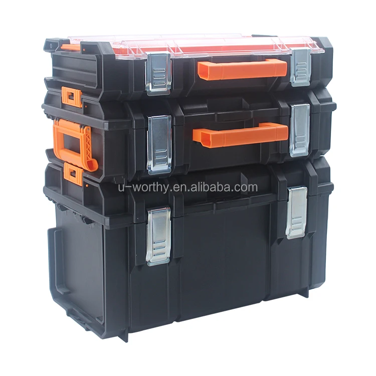 Professional Heavy Duty Four Layer Plastic Garage Trolley Tool Chest Stackable Workshop Storage Combo Tool Box Roller Cabinet