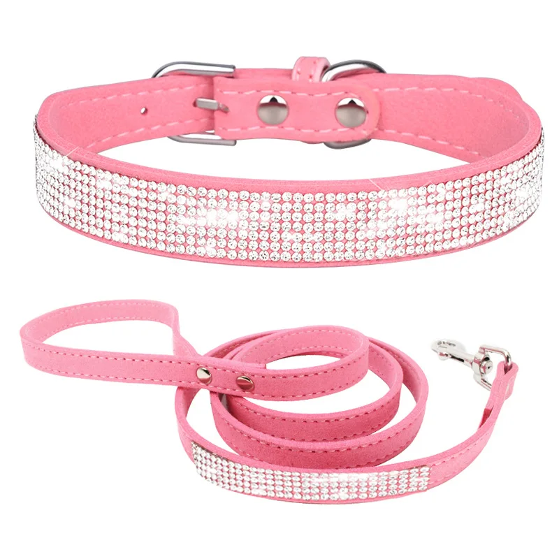 Rhinestone Dog Collar for Small Medium Dogs Collar for Girl Female Dogs Flower Puppy Collar for Puppy Necklace and Leash