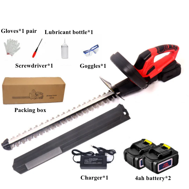 electric grass and hedge trimmer shear cordless 2 batteries rechargeable pruning electric hedge trimmer