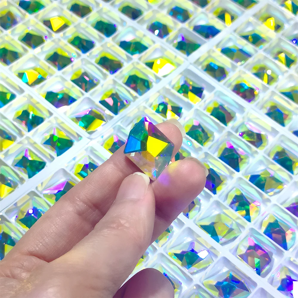 Cosmic FlatBack Bevel Stone Glass Crystal AB Flat Back Coloful Rhinestones Buttons for Bouquet Rhinestones