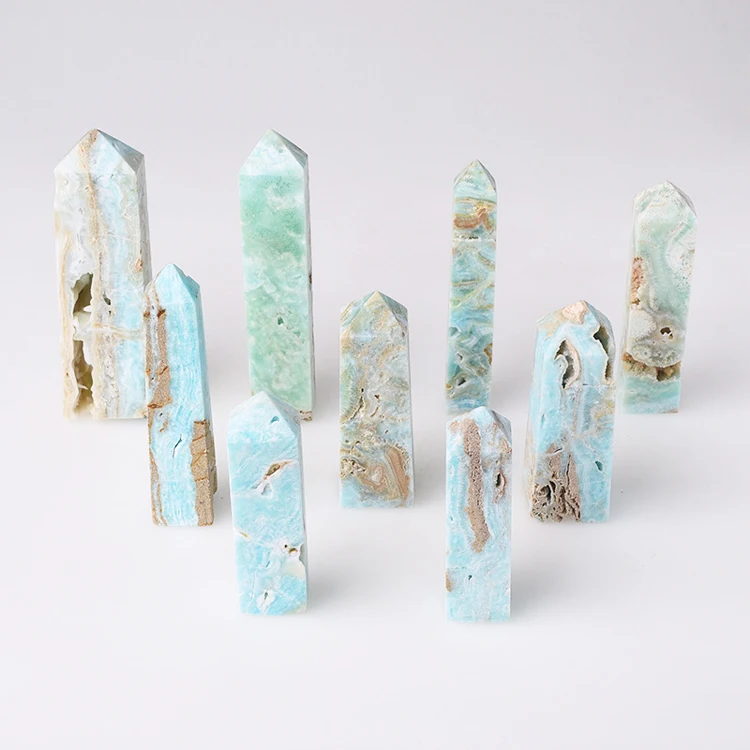 High Quality Natural Gemstone Moss Agate Point Crystal Geode Large Tower For Healing Decoration