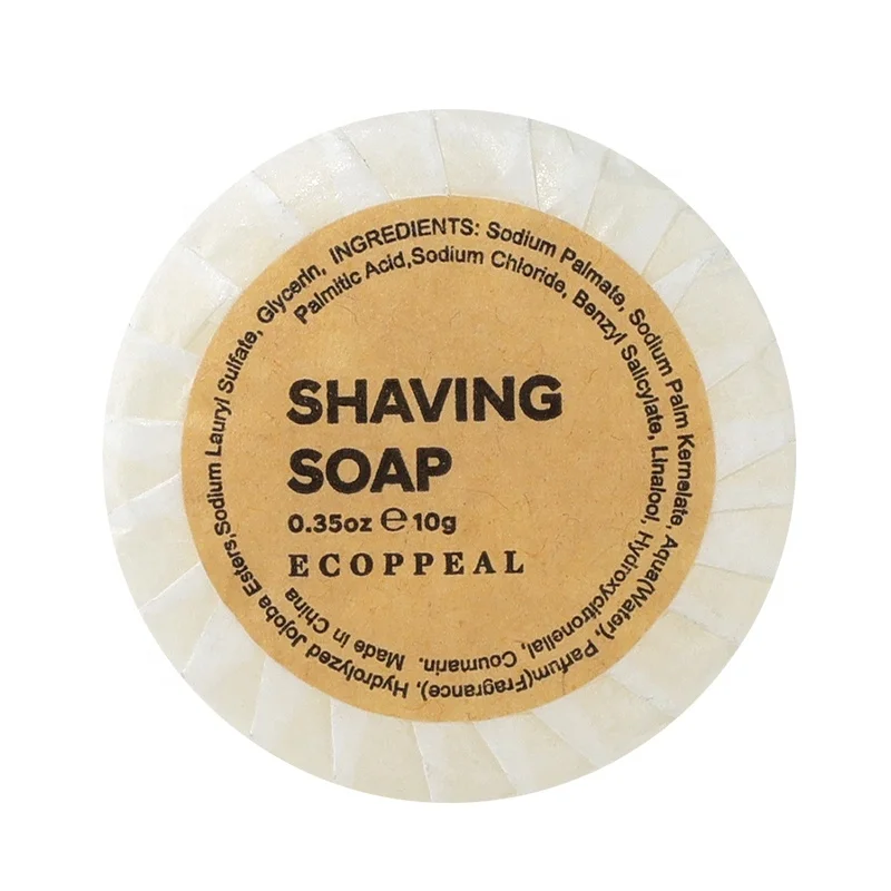 Custom Labelling Sustainable Eco Friendly Natural RSPO Shaving Kit Rich Foam Soften 10g Shaving Soap