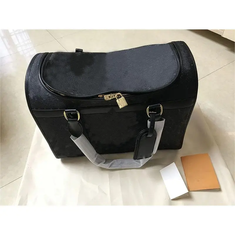 Hot Sale Luxury Portable Leather Dog Carrier Bag Designer Brand  Pet Carrying Handbag with Pocket