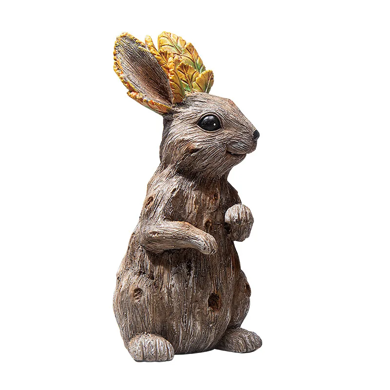 Wholesale Garden Ornaments Fun Resin Animal Figurines Easter Bunny Rabbit Statue