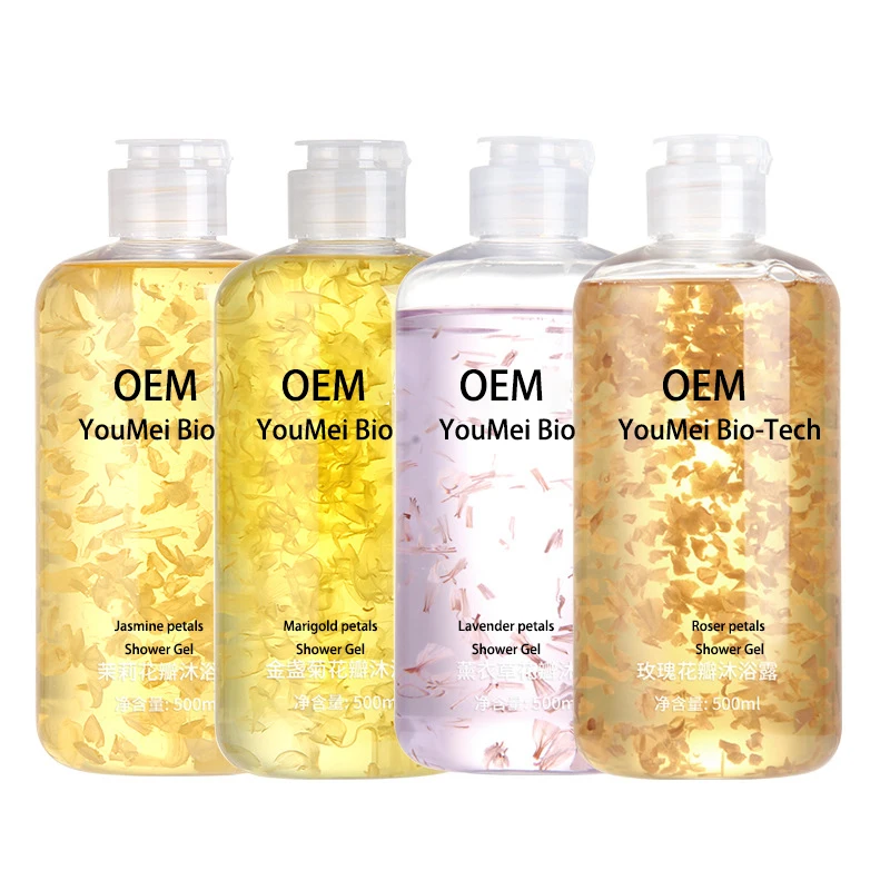 Оптовая продажа с завода, гель для душа с лепестками жасмина для очистки тела с частным ярлыком