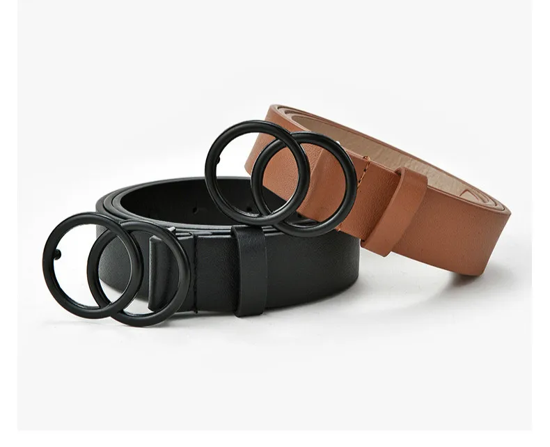 New Fashion Pu leather Waist Double Ring Buckle Ladies Belt For Dresses jeans
