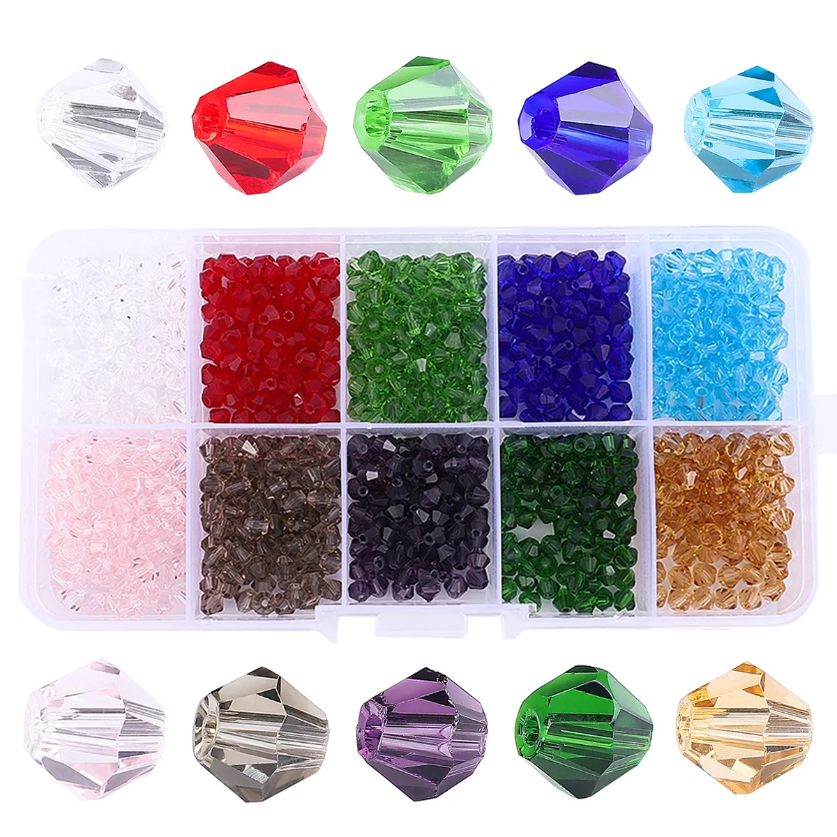 Wholesale 4mm 6mm 8mm 10mm  AB Color Faceted Bicone Glass Crystal  Loose Beads For Jewelry Making