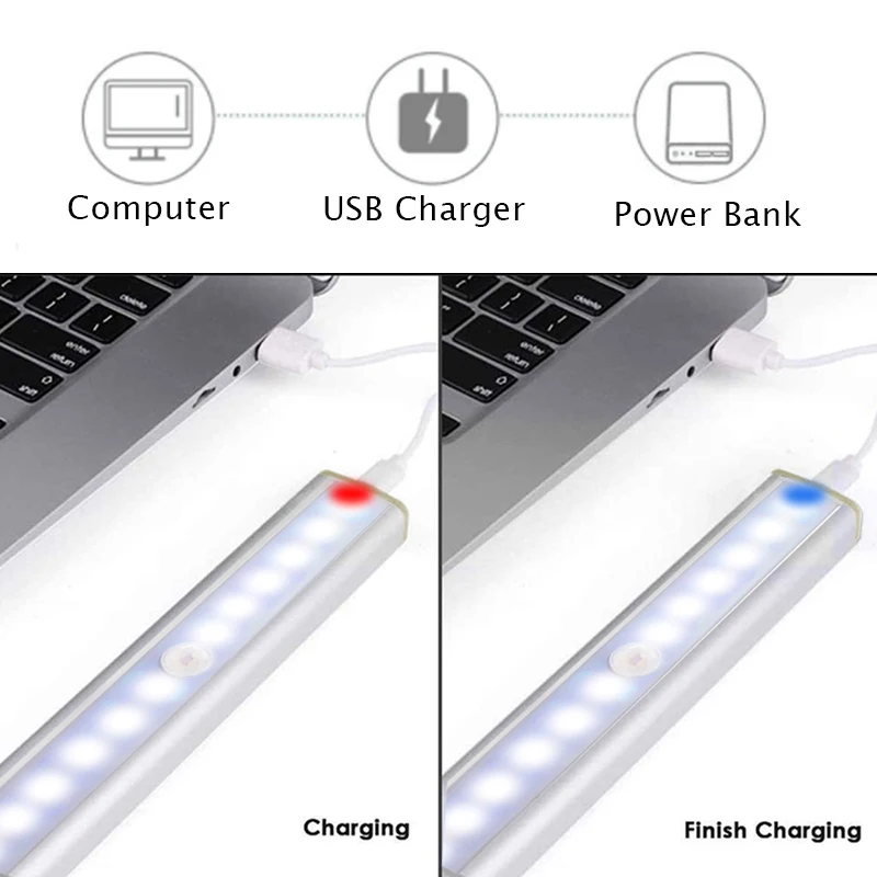 Indoor Safety Comfortable  Under Cabinet Lighting 3 Mode Magnetic USB Charge  Motion Sensor LED Night Light