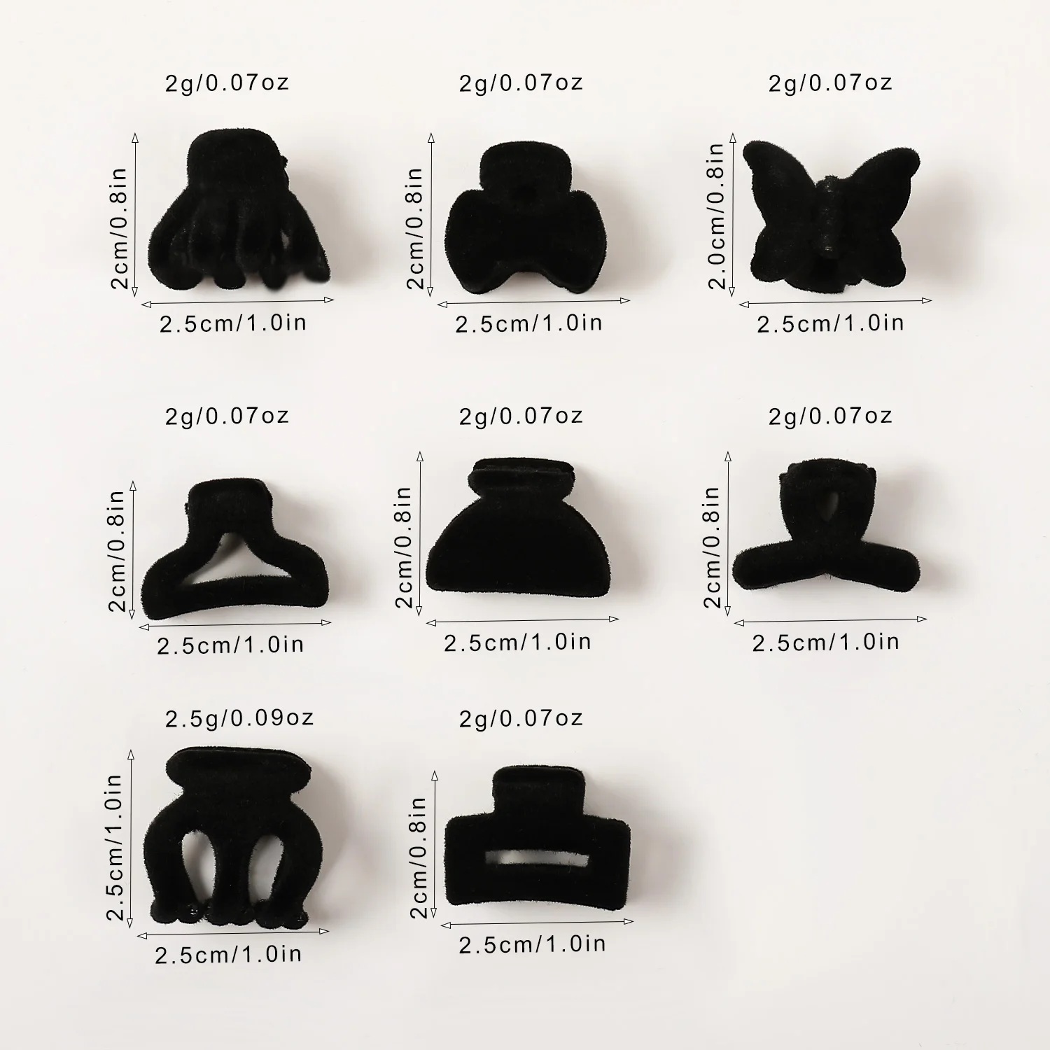 Korean Cute 6pcs/set Mini Flocking Plastic Hair Claws Geometric Flower Butterfly Hair Clips Set for Girls Women Accessories